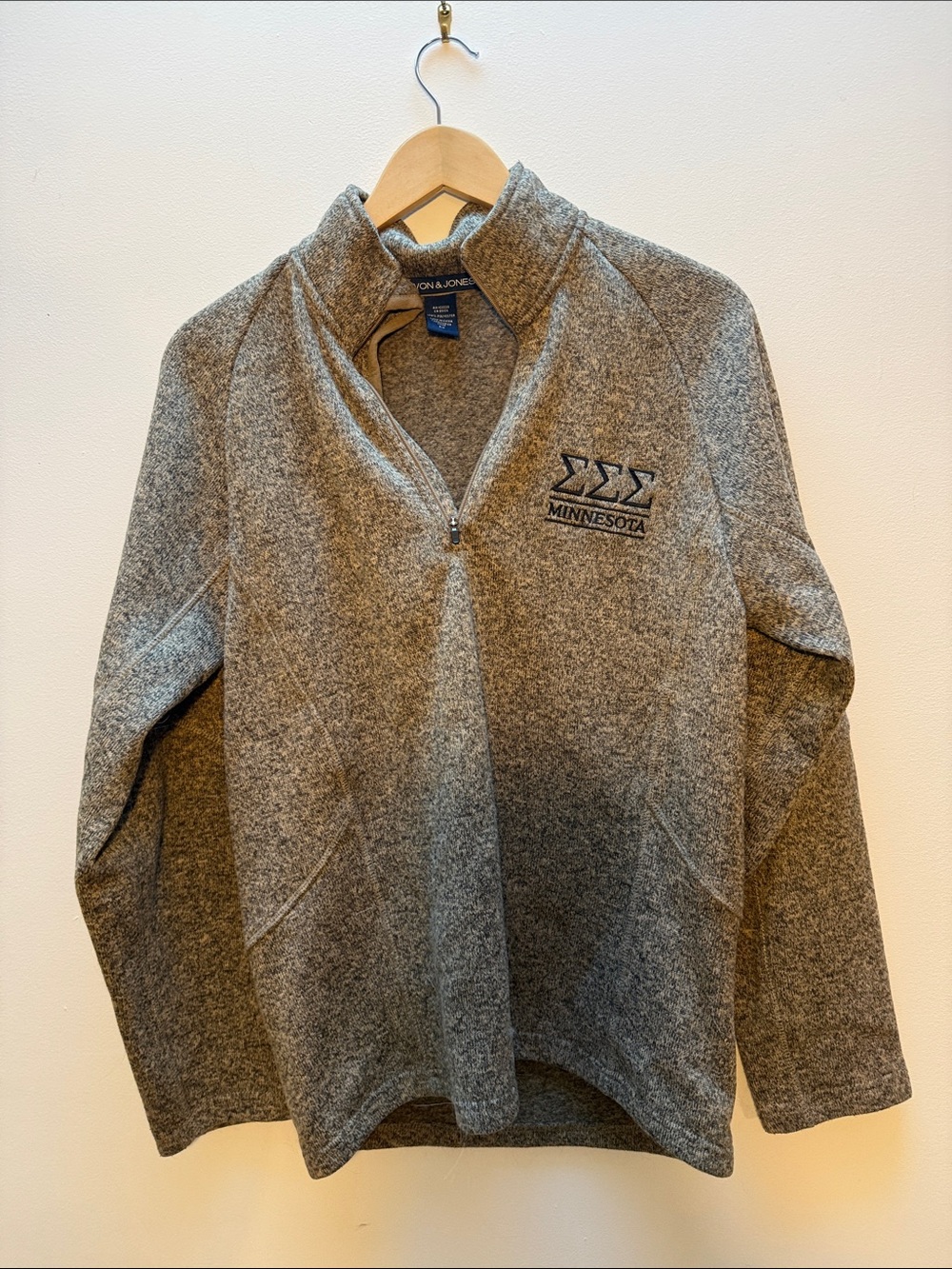 Minnesota Tri Sigma Sorority Embroidered Tan Heather Quarter-Zip Pullover
